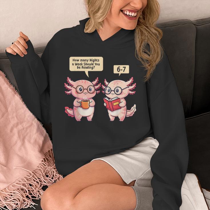 How Many Nights Reading Axolotl Book Lover Cat Reader Unisex Hoodie