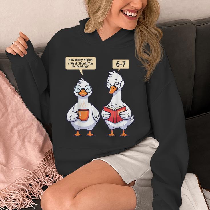 How Many Nights Reading Goose Book Lover Reader Unisex Hoodie