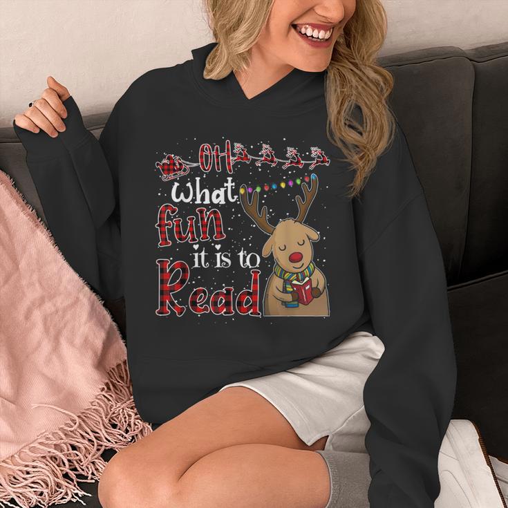 Oh What Fun It Is To Read Christmas Cute Reindeer Read Books Unisex Hoodie