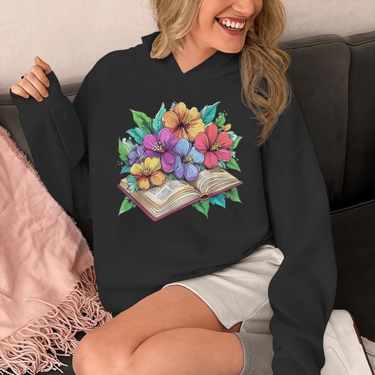Open Book With Colorful Hibiscus Flowers Bloom Unisex Hoodie