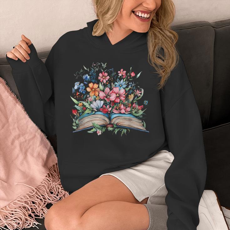 Open Book With Wildflowers Blooming Around Pages Unisex Hoodie Open Book With Wildflowers Blooming Around Pages Unisex Hoodie