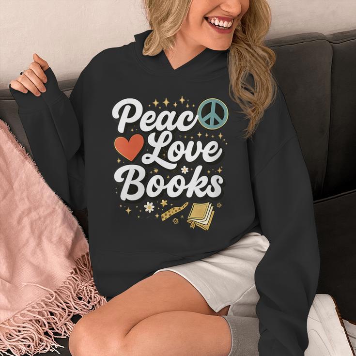 Peace Love Books Cute Retro Reading Graphic Unisex Hoodie