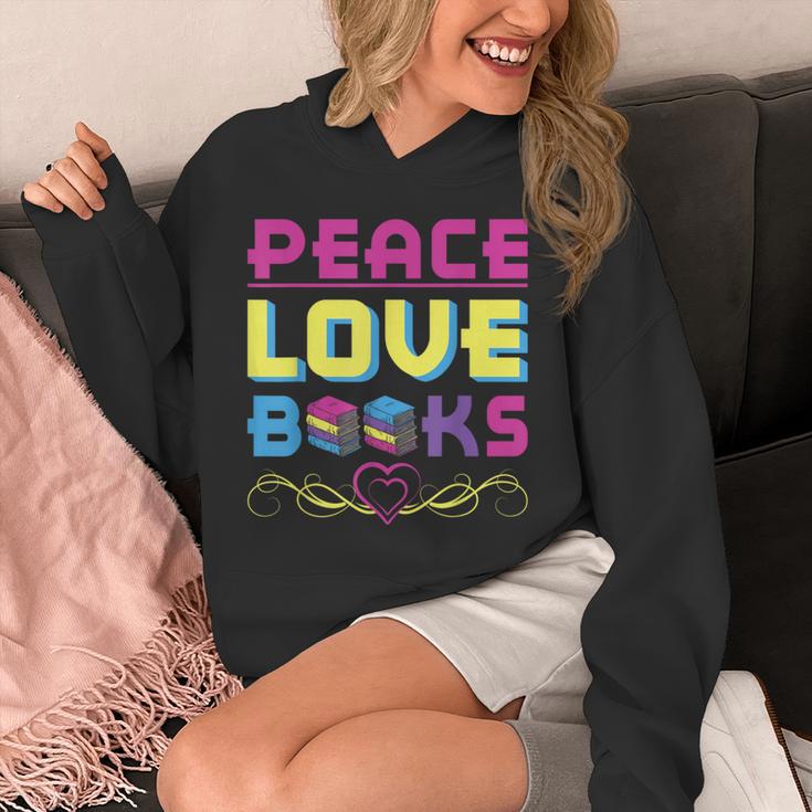 Peace Love Books Library Book Lover Unisex Hoodie