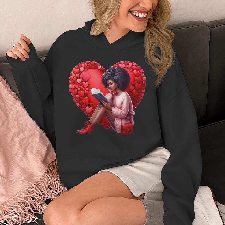 Pretty Girl With Book And Hearts For Valentine's Day Unisex Hoodie