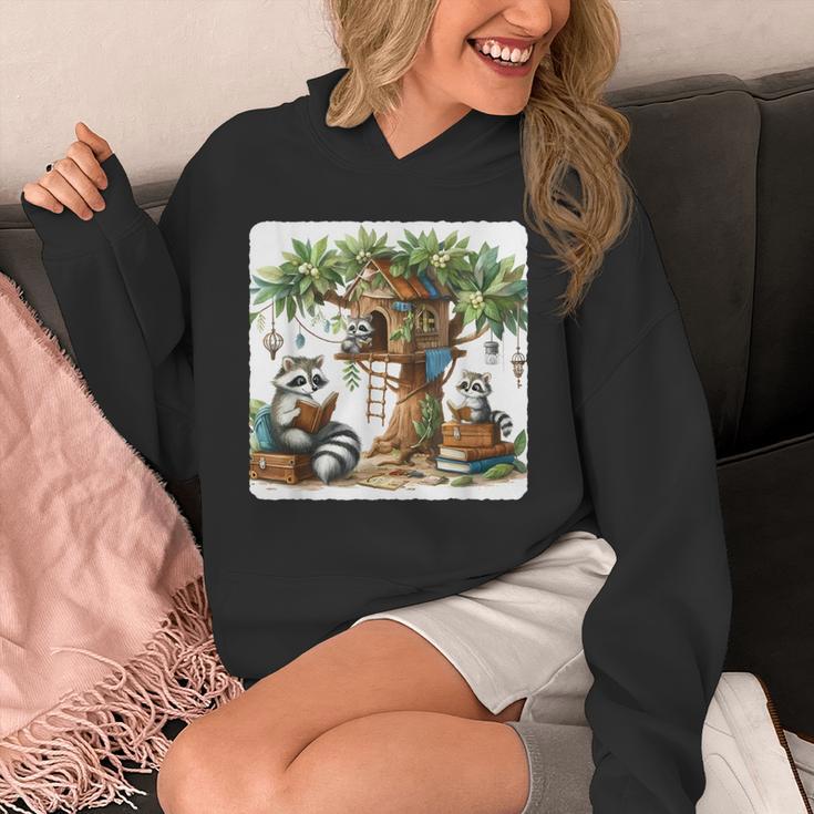 Raccoon Family Reading Around Treetop Home Books Adventure Unisex Hoodie Raccoon Family Reading Around Treetop Home Books Adventure Unisex Hoodie
