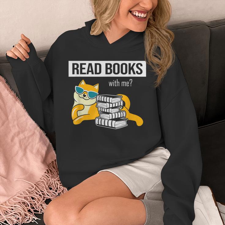 Read Books With Me Cat Lover Book Lover Librarian Reading Unisex Hoodie