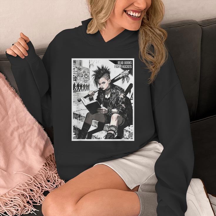 Read Books Fight Fascists Punk Girl Unisex Hoodie
