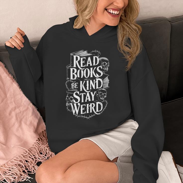 Read Books Be Kind Stay Weird Skeleton Heart Reading Alt Unisex Hoodie