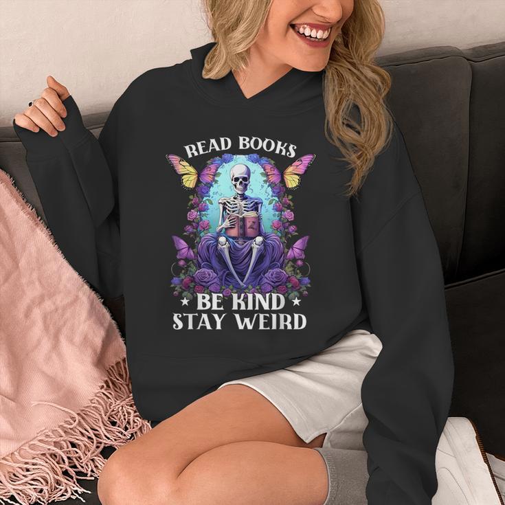 Read Books Be Kind Stay Weird Skeleton Reading Book Bookish Unisex Hoodie