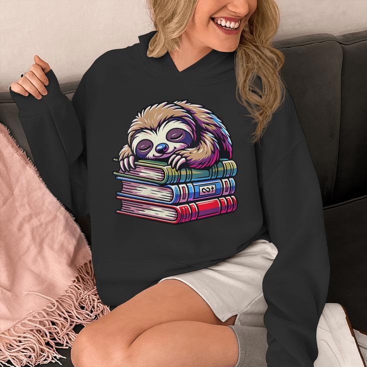 Reading Muffler Sloth On Stack Of Books Unisex Hoodie