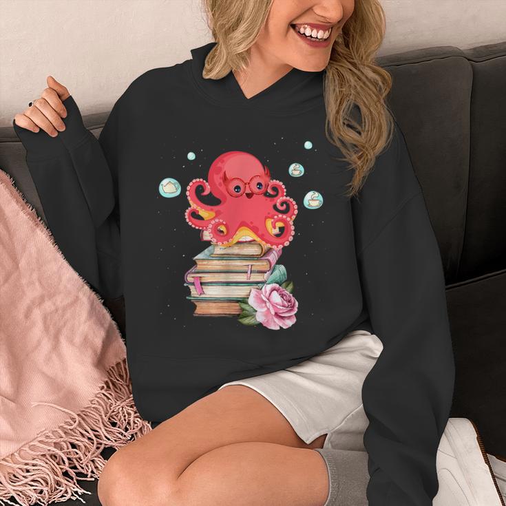 Reading Octopus Tea Coffee And Books Lover Unisex Hoodie
