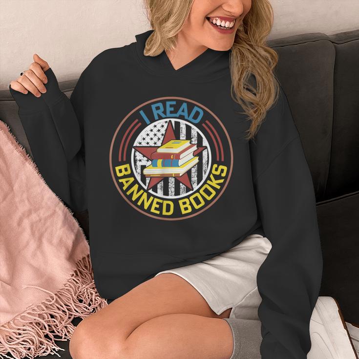 Retro American Flag I Read Banned Books Women Men Unisex Hoodie