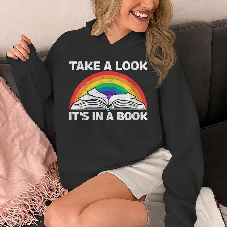Retros Vintage Rainbow Take a Look It's In a Book Reading Unisex Hoodie