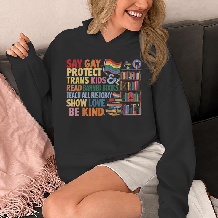Say Gay Protect Trans Kids Read Banned Books LGBTQ Gay Pride Unisex Hoodie Say Gay Protect Trans Kids Read Banned Books LGBTQ Gay Pride Unisex Hoodie