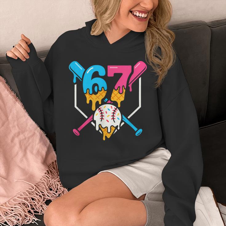 Six Seven Baseball Ice Cream Drip Cool 67 Gen Alpha Slang Unisex Hoodie