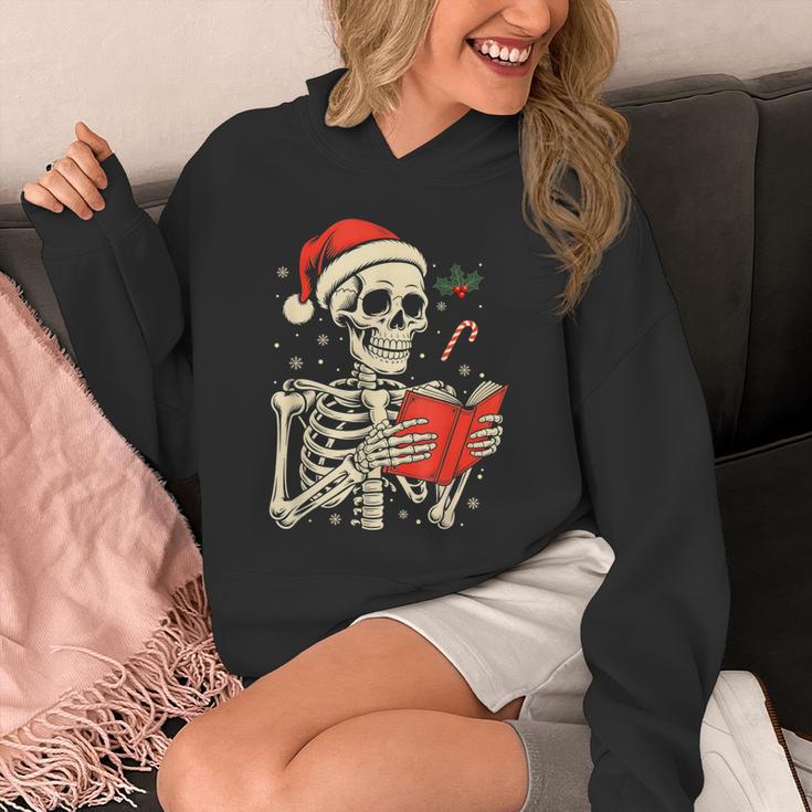 Skeleton Reading Book Christmas Teacher Librarian Book Lover Unisex Hoodie