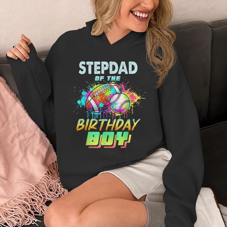 Stepdad Of The Birthday Boy Baseball Football Colorful Unisex Hoodie