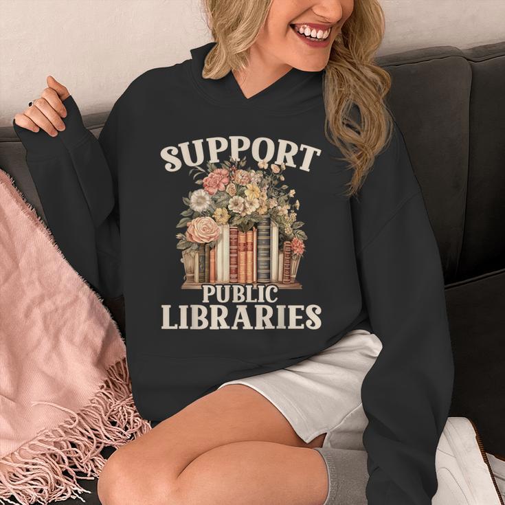 Support Public Libraries Floral Bookshelf Unisex Hoodie