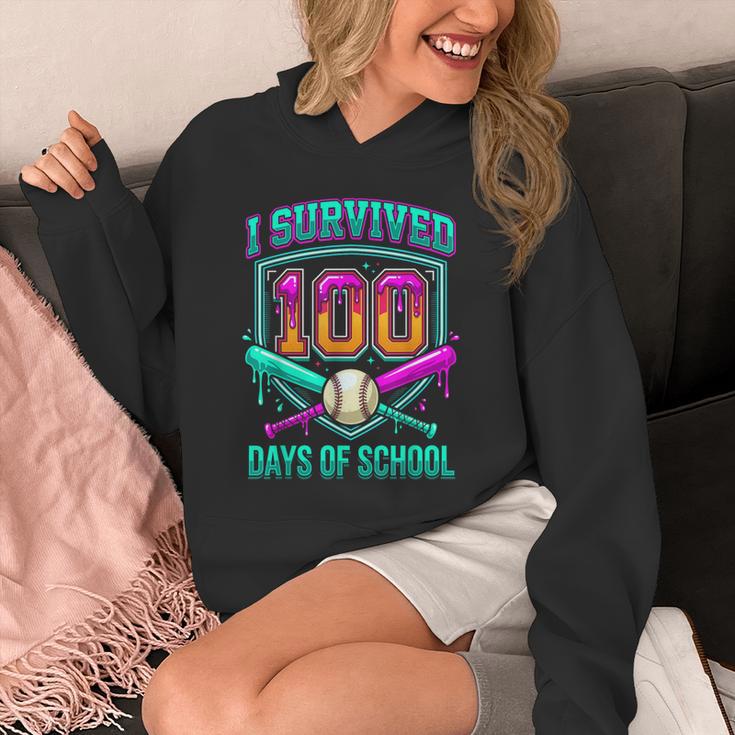 I Survived 100 Days Of School Baseball Drip Unisex Hoodie