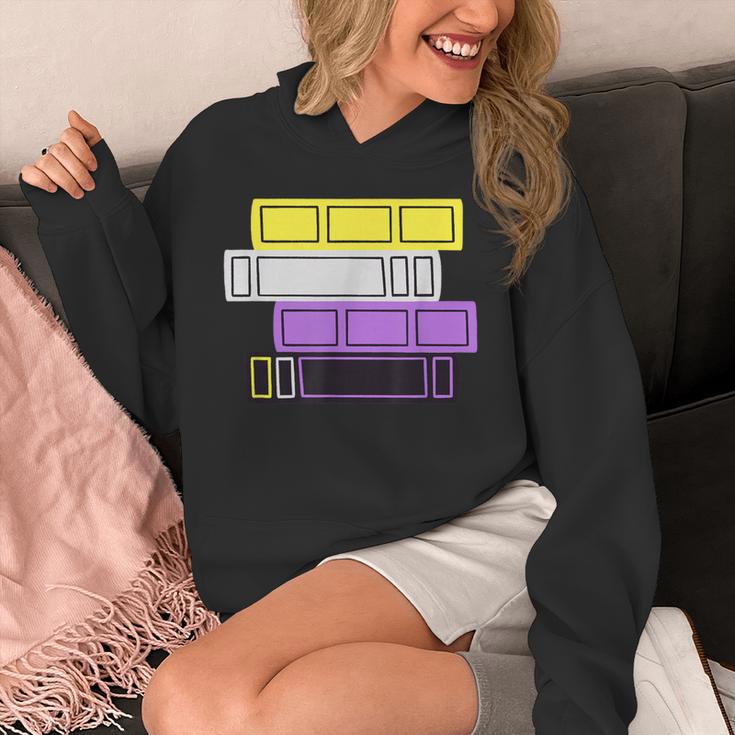 Threadless Grey Sky Chai Nonbinary Pride Book Stack Graphic Unisex Hoodie