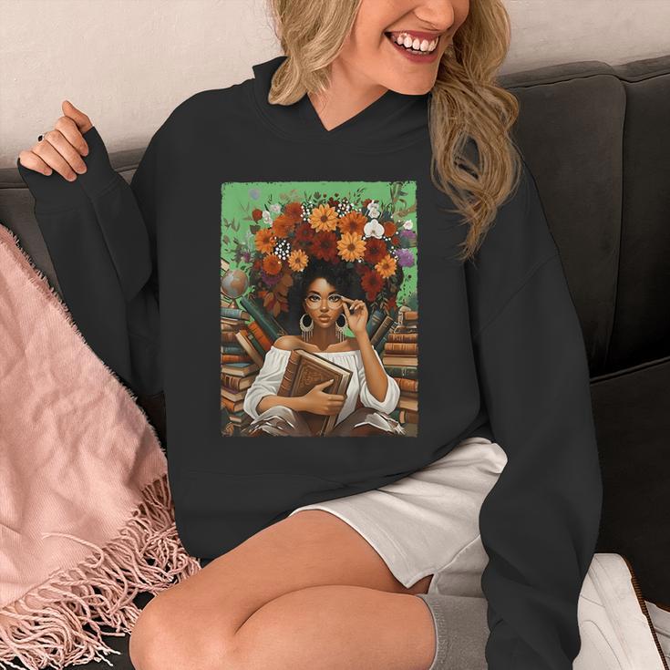 History Month Black Afro Girl Women Book Lovers Floral Unisex Hoodie