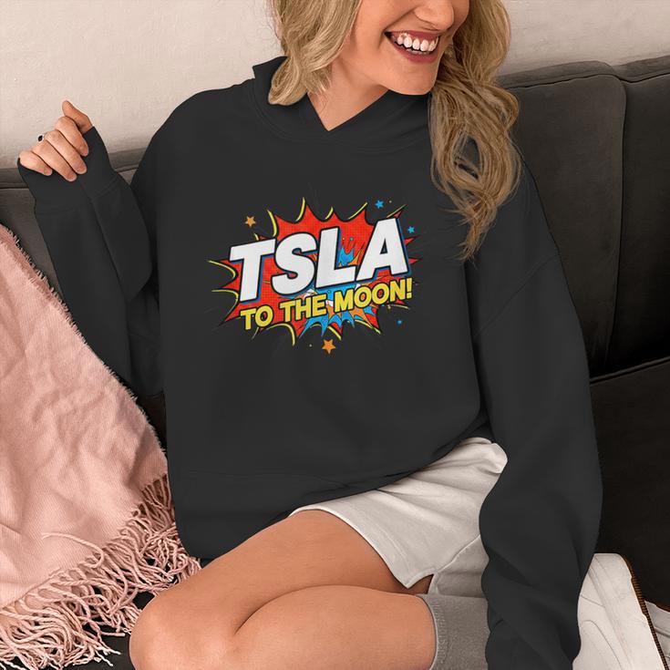 TSLA To The Moon Comic Book Style Splash Unisex Hoodie TSLA To The Moon Comic Book Style Splash Unisex Hoodie