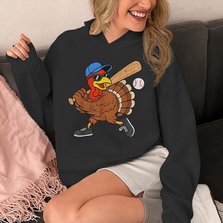 Turkey Baseball Thanksgiving Sports Humor Men Boy Kids Unisex Hoodie