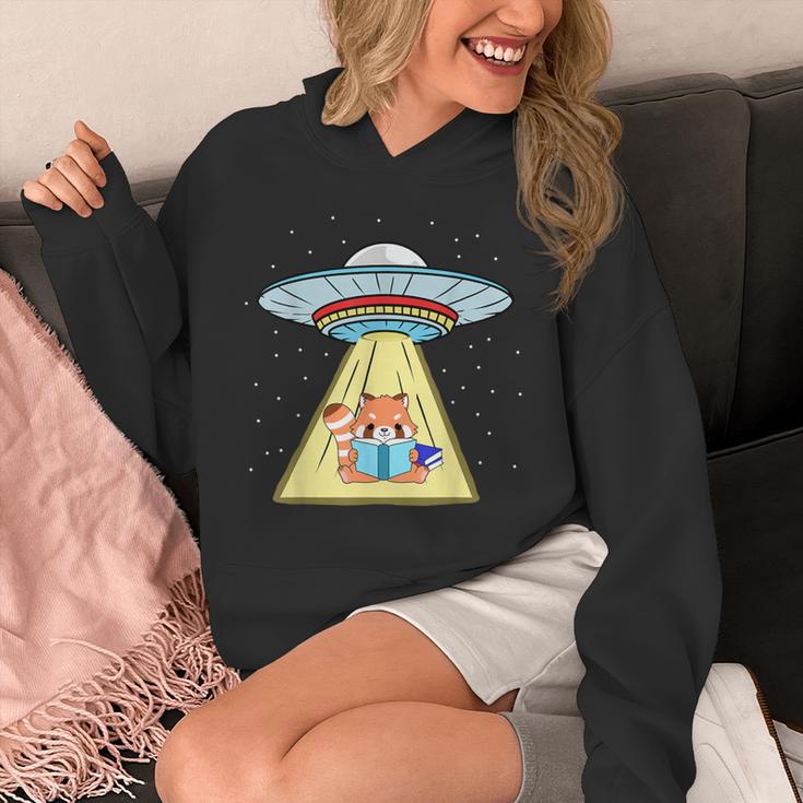 Ufo Abduction Red Panda Reading Book Unisex Hoodie