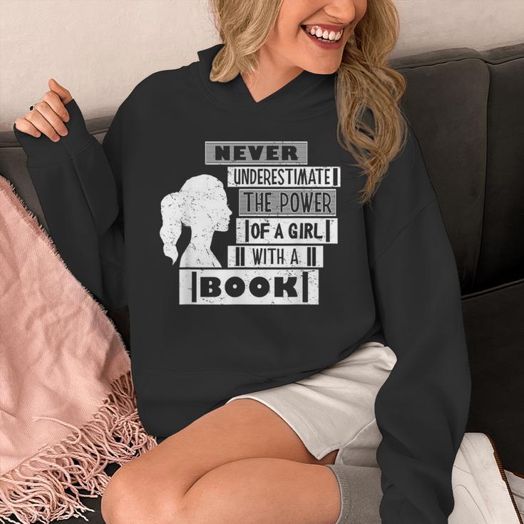 Never Underestimate Power Of Girl With Book Feminist Cute Unisex Hoodie
