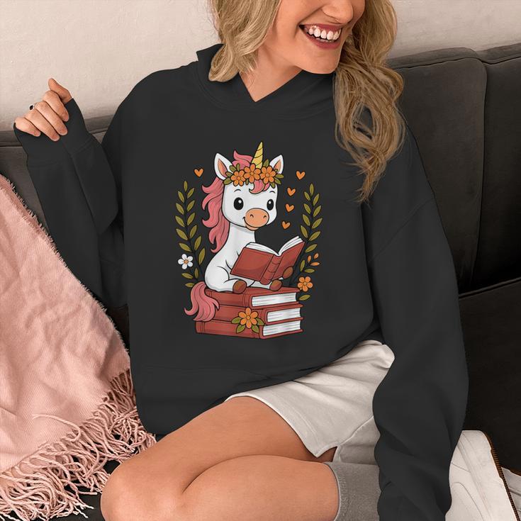 Unicorn Reading Book Graphic Unicorn With Book Floral Unisex Hoodie Unicorn Reading Book Graphic Unicorn With Book Floral Unisex Hoodie