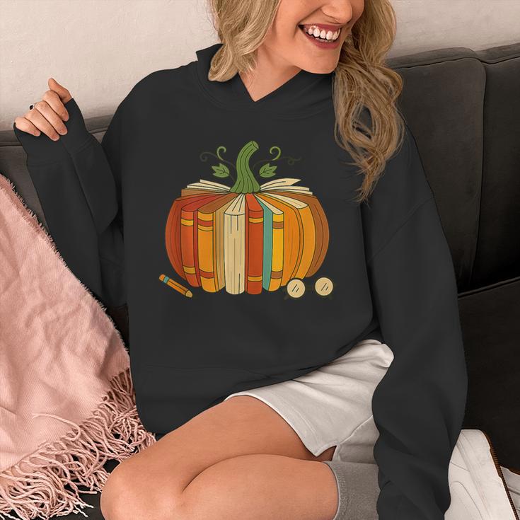 Vintage Book Pumpkin Autumn Fall Librarians Bookworm Teacher Unisex Hoodie