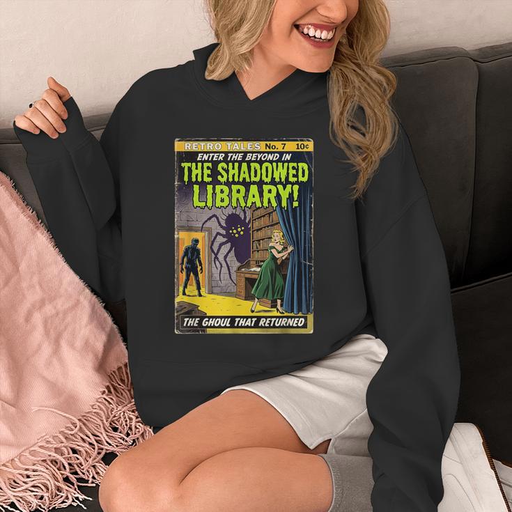 Vintage Horror Comic Book Cover Shadowed Library Zombie Unisex Hoodie