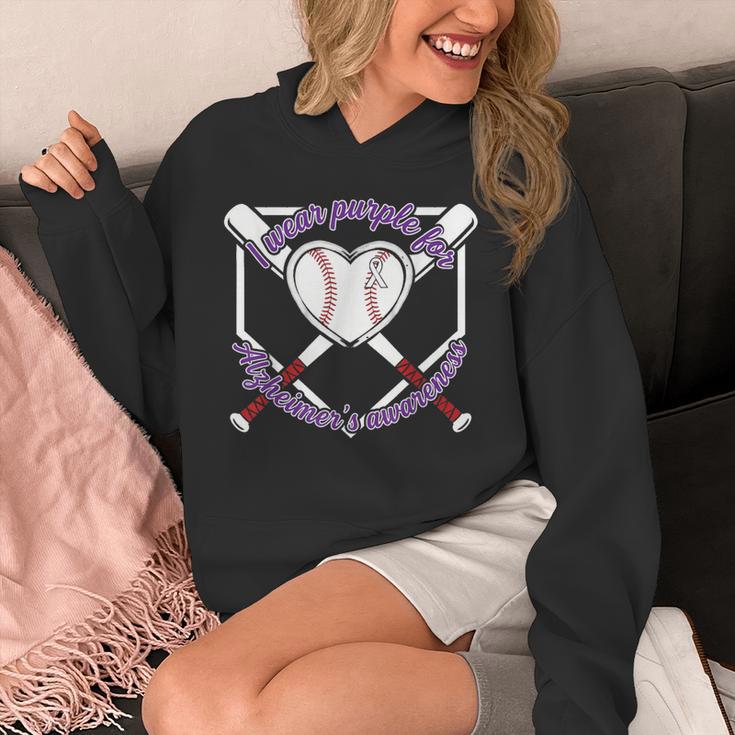 I Wear Purple For Alzheimers Awareness Baseball Heart Ribbon Unisex Hoodie I Wear Purple For Alzheimers Awareness Baseball Heart Ribbon Unisex Hoodie