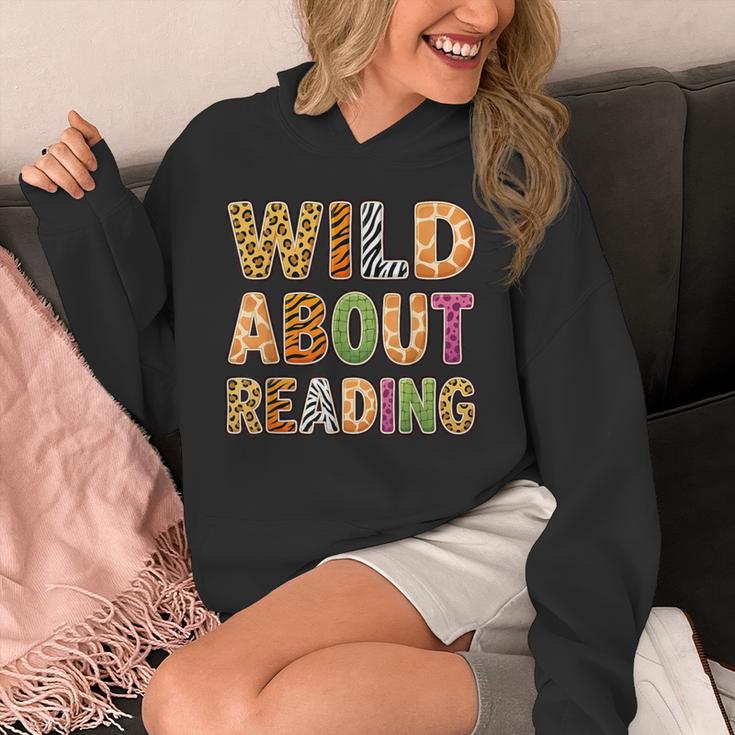 Wild About Reading Book Animal Book Lover Teacher Kids Unisex Hoodie