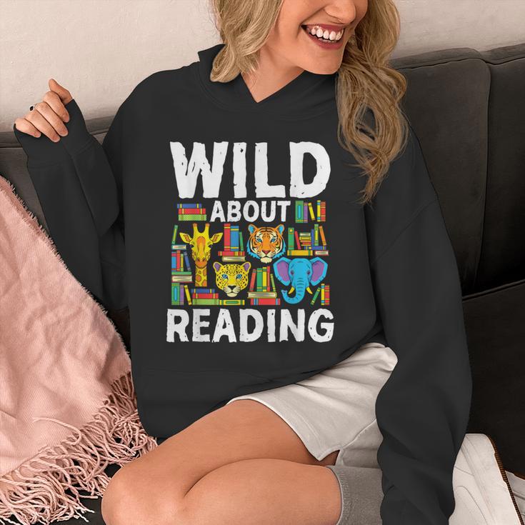 Wild About Reading Safari Animals Books Teacher Student Unisex Hoodie