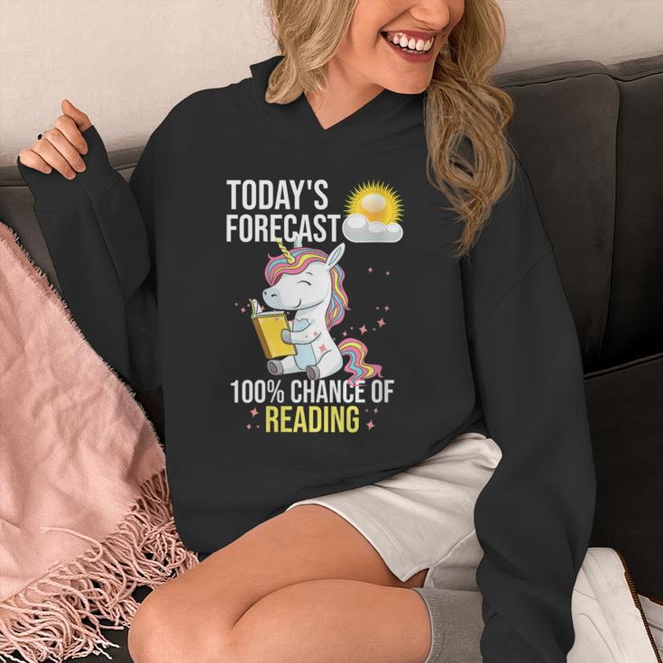 Women's 100 Chance Of Reading Book Lover Unicorn Unisex Hoodie