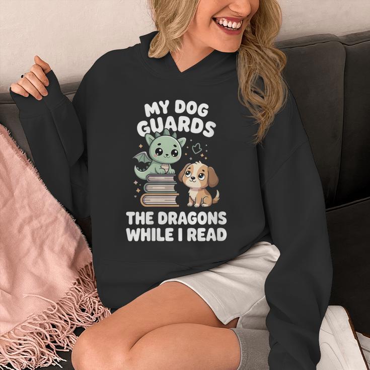 Women's Cute Fantasy Book Reader Apparel Dog Dragon Bookish Magic Unisex Hoodie