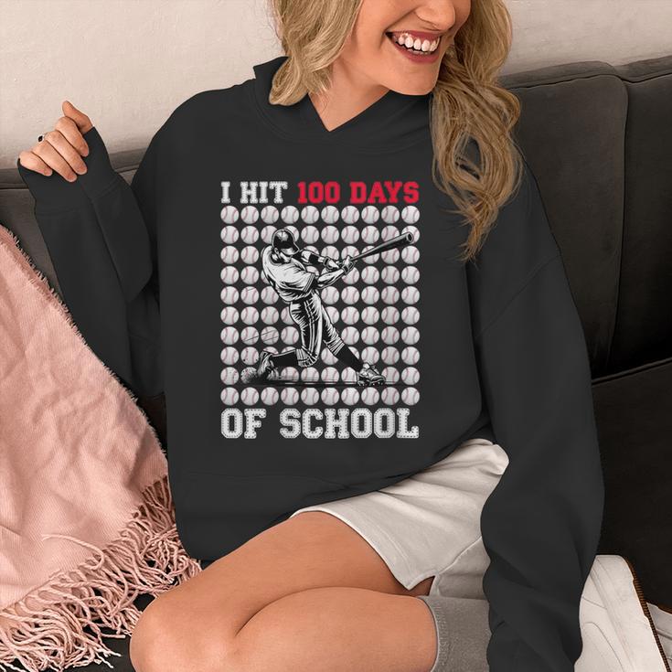 Women's I Hit 100 Days Of School Baseball 100th Day Boys Kids Unisex Hoodie Women's I Hit 100 Days Of School Baseball 100th Day Boys Kids Unisex Hoodie