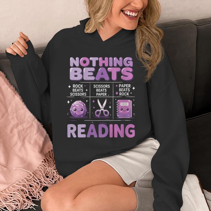Women's Nothing Beats Reading Rock Paper Scissors Book Lover Unisex Hoodie