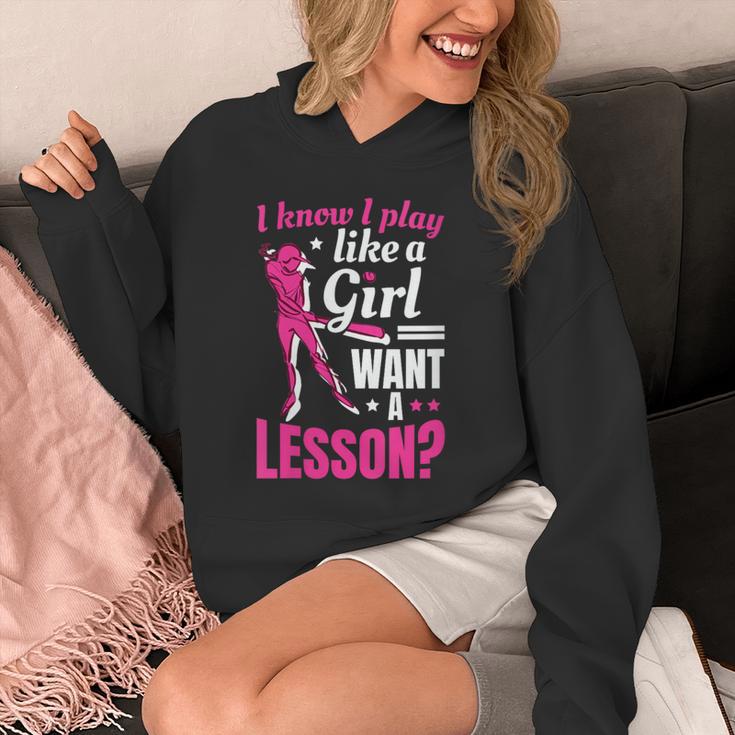 Women's Play Like A Girl Softball Baseball Girls Unisex Hoodie Women's Play Like A Girl Softball Baseball Girls Unisex Hoodie