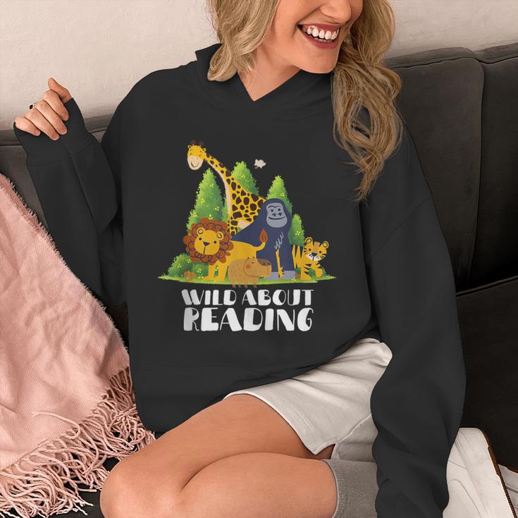 Zoo Animals Wild About Reading Books Reader Lover Librarian Unisex Hoodie