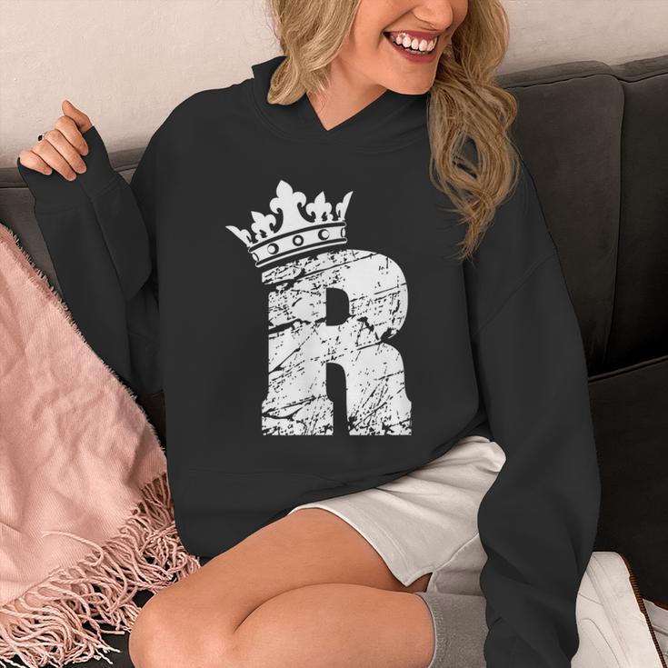 アルファベットtシャツ イニシャル文字 R & キング クイーン クラウン パーカー