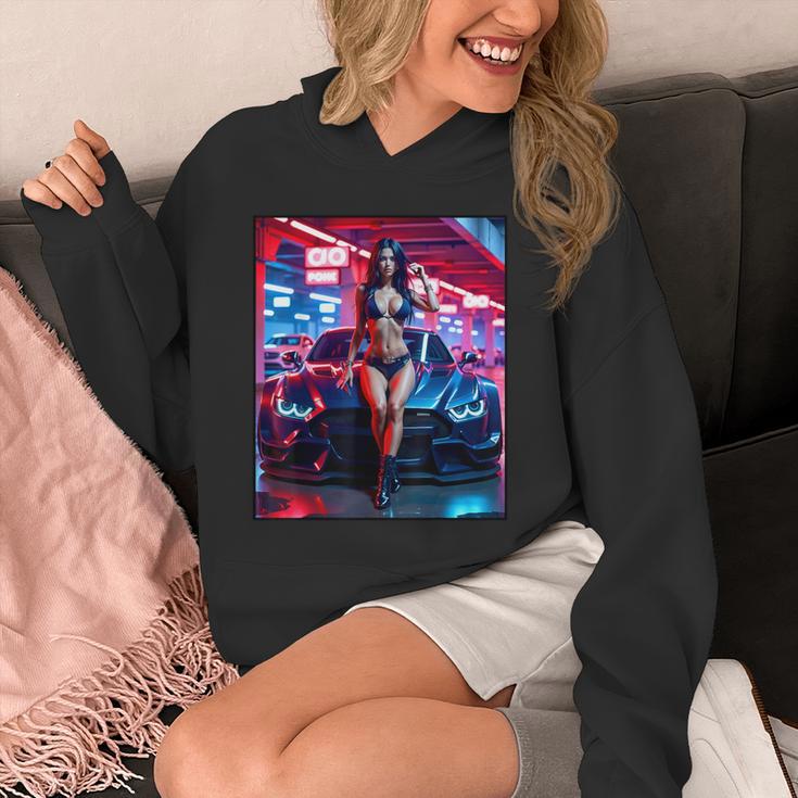 セクシーガールグラフィックtシャツ セクシーピンナップモデル&エキゾチックカー パーカー