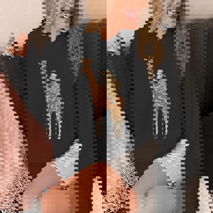 ナマケモノ キリン 面白い 怠惰なナマケモノ 動物 乗る キリン 長袖tシャツ パーカー