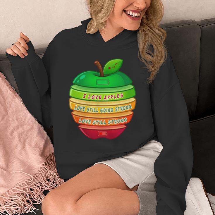 リンゴの力シリーズ リンゴのエネルギー リンゴ スライス 充電 バッテリー 残量 おもしろみ ユニーク 長袖tシャツ パーカー