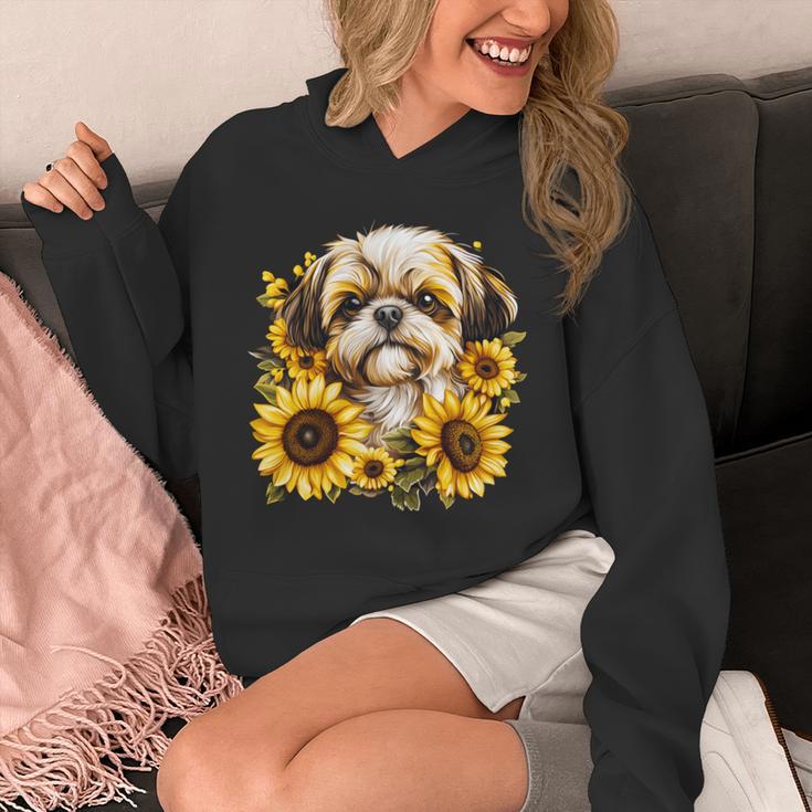 面白いtシャツ シーズー ひまわり わんこ メンズ 犬好き グッズ かわいい おもしろ 面白い 服 ネタ 長袖tシャツ パーカー