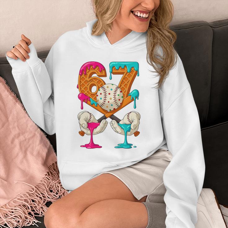 67 Ice Cream Drip Baseball Number 67 Player 67th Birthday Premium Tri-Blend Unisex Hoodie