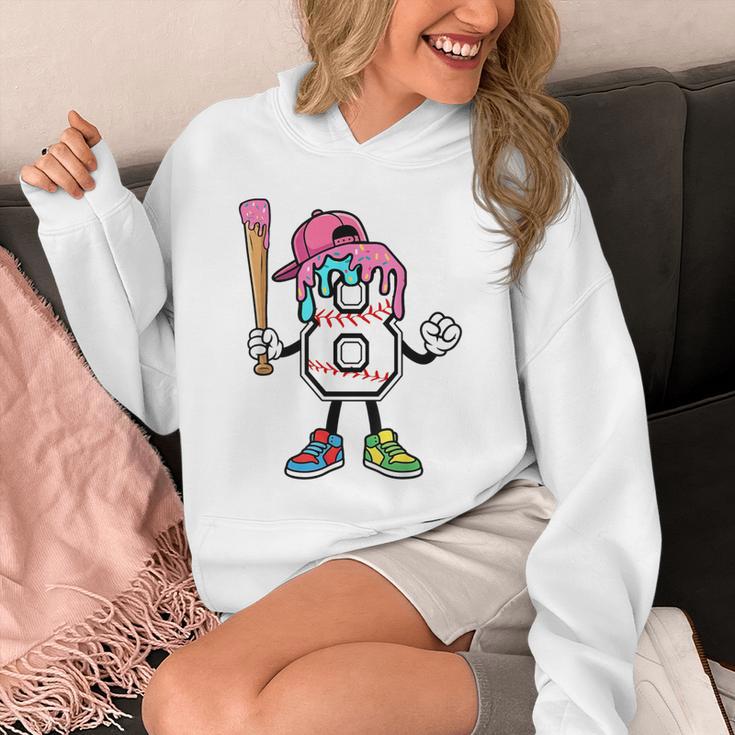8th Birthday Baseball Ice-Cream Drip 8 Years Old Boys Girls Unisex Hoodie