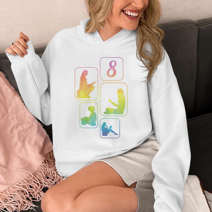 8th Birthday Book Reading Bookworm Book Lover Girls Unisex Hoodie