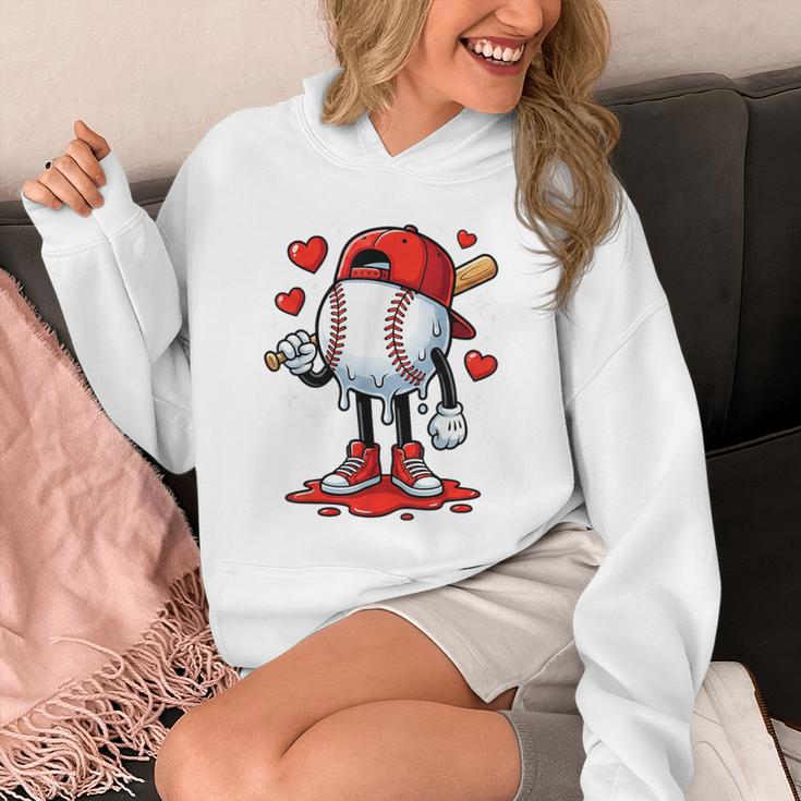 Baseball Ice Cream Drip Valentines Day Sports For Kids Boys Unisex Hoodie